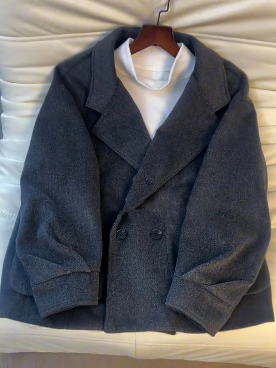 

Deep ey ort Men's Woolen Coat Thiened Wool Camel down Double Breasted Briti Sle Autumn Winter Suit Jaet