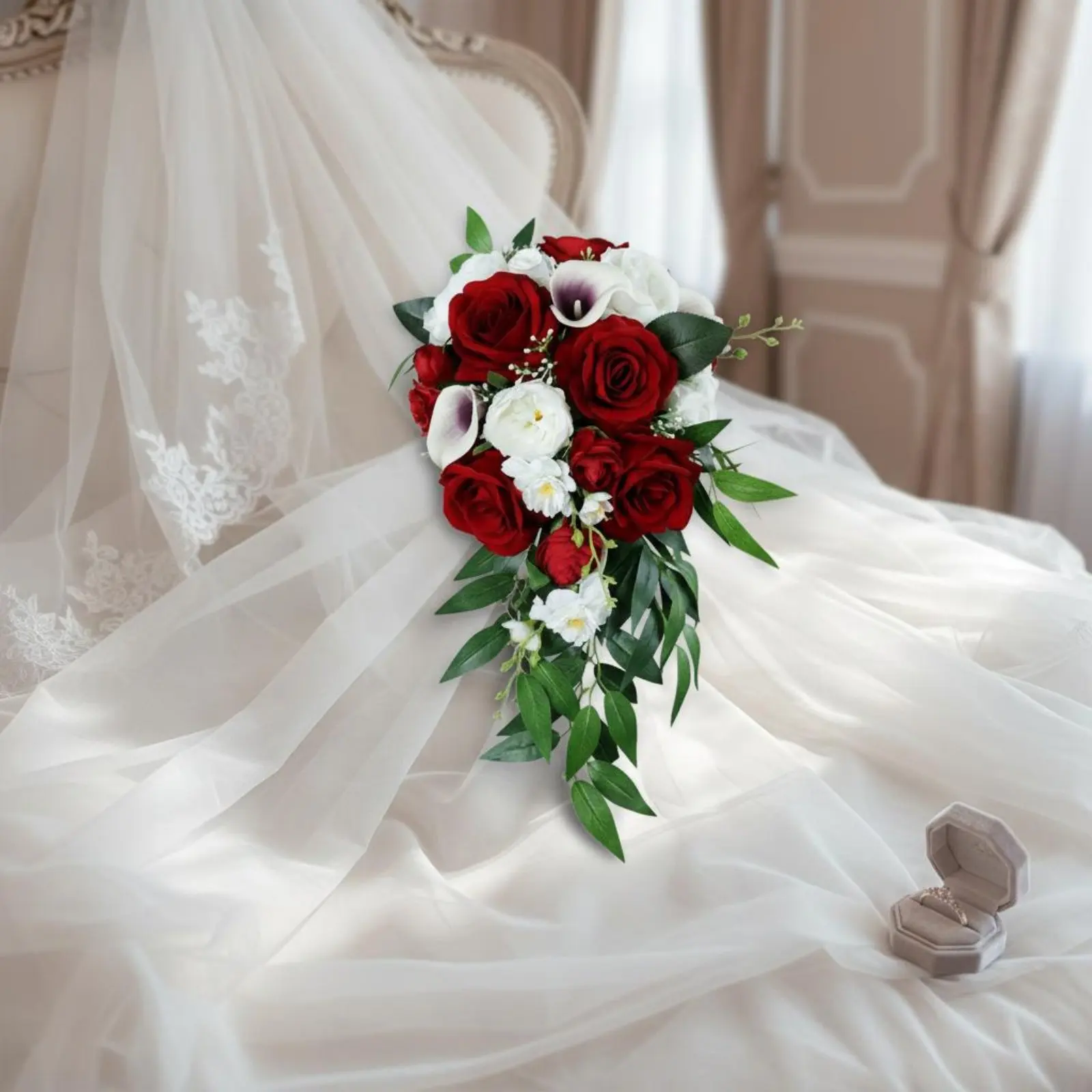 Teardrop Bridal Flower Arrangement European Design Artificial Flower Calla Flower Flower Arrangement Elegant Romantic