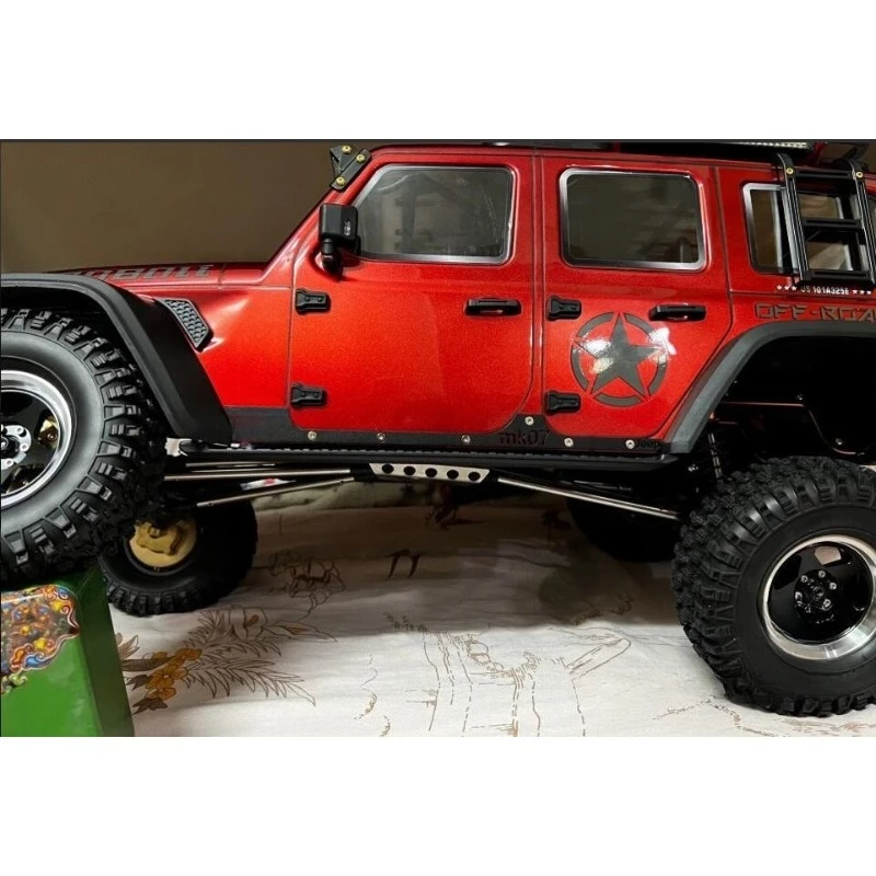 Stainless Steel Side Skirt Body Trim for1/7 Rlaarlo MK07,Matte Black Baked Paint Hollow Letter Design,Upgrade Modification Parts