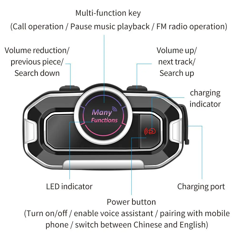 Earbuds 5.0 Compact Motorcycle Helmet Headset Automatically Answer Waterproof Headset For Outdoor V9 Mini Fm Radio