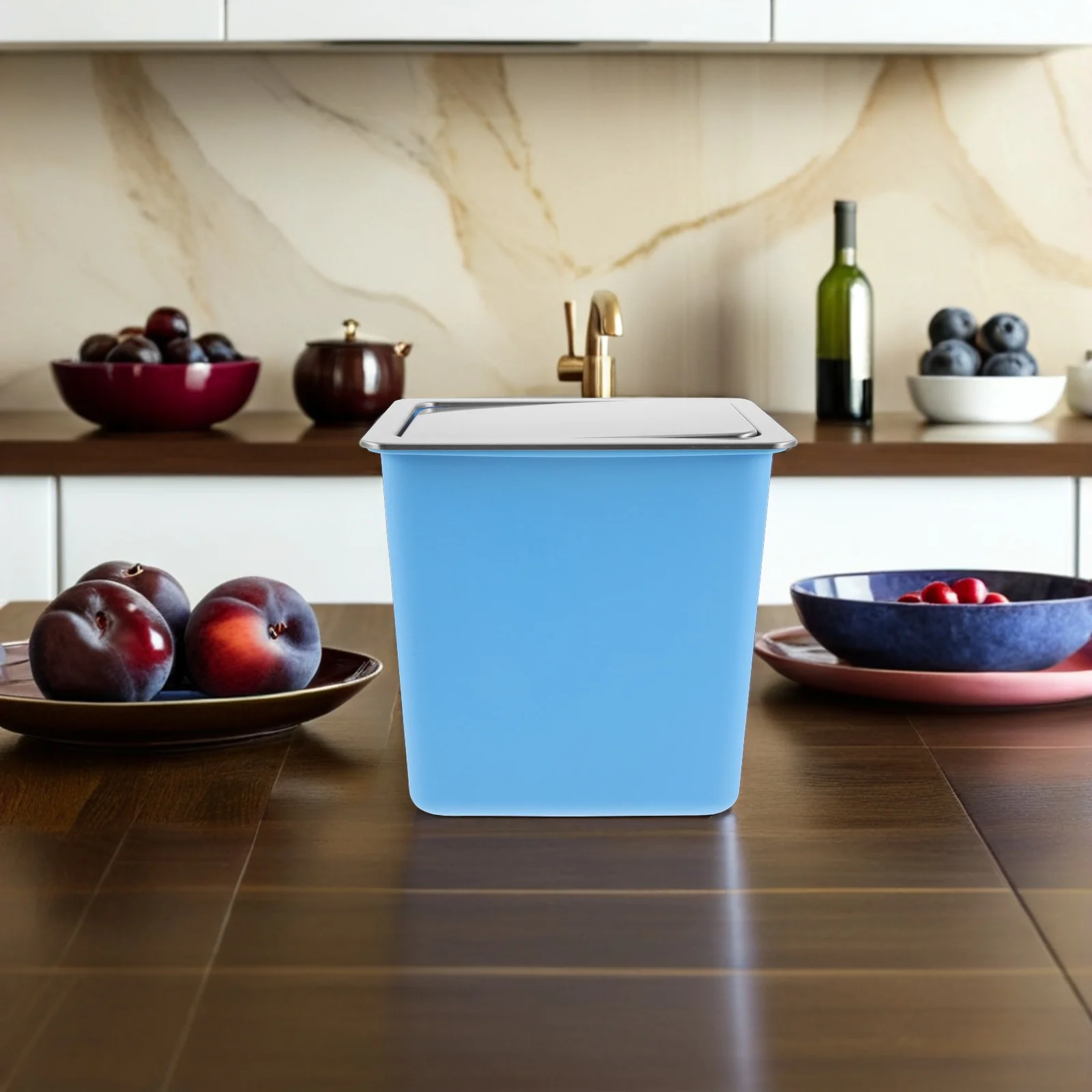 

Мусорный бак с поворотной крышкой: встроенный контейнер для столешницы из нержавеющей стали для кухни, ванной комнаты, отеля, ресторана, вставный контейнер для мусора