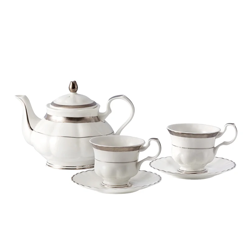 &c Luxury European Design Bone Porcelain Afternoon Tea Set with Gold Edge Ceramic Coffee Cup for Multi-headed Tea Sets