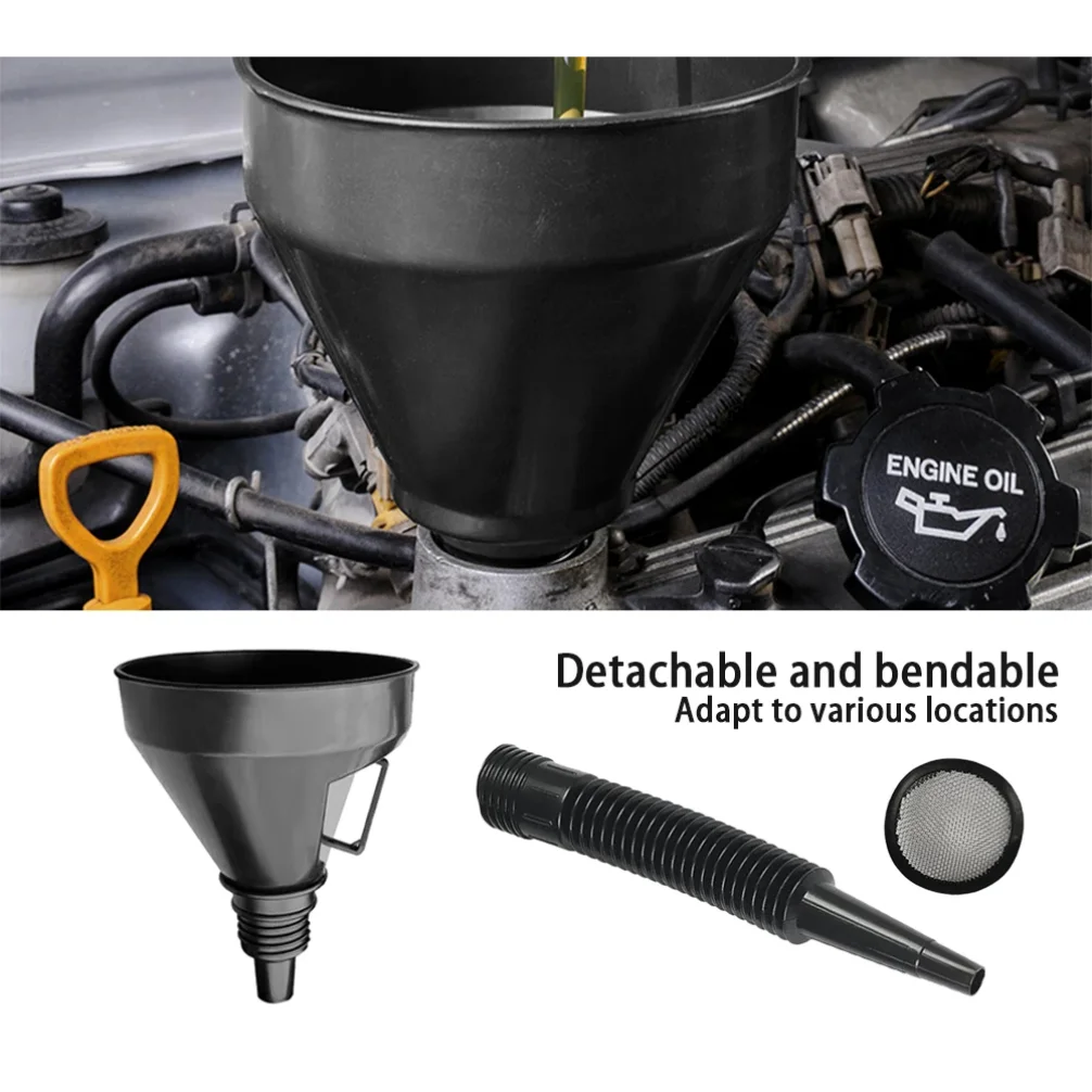 Car Refueling Funnel Detachable Spill-Proof Refueling Hose with Long Mouth Funnel Motorcycle Refueling Engine Oil Funnel Tools