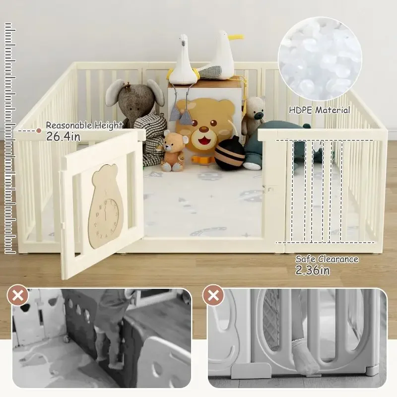 Kids Cribs Baby Playpen for Children with Mat Large Playard for Toddler