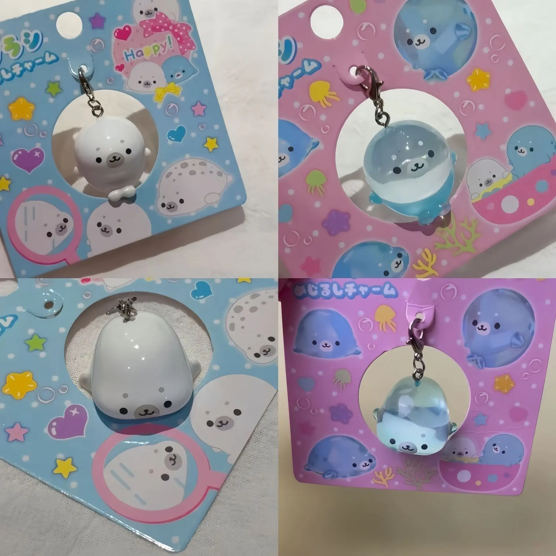 INS Cute 3D Seal Keychain Solid White Transparent Blue Ocean Animal Mini Bag Charm Pendant for Women Girls Key Chains Jewelry