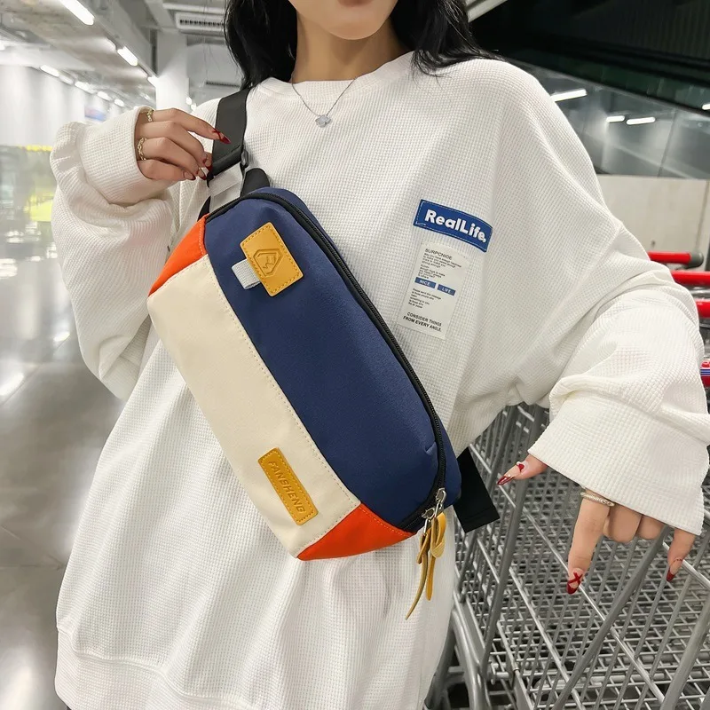 حقيبة هاراجوكو اليابانية المتضاربة ذات الألوان الإضافية للسفر للزوجين حقيبة صدر للرجال حقيبة خصر هيب هوب بنجي حقيبة كروس مربعة صغيرة رائعة ورائعة #1