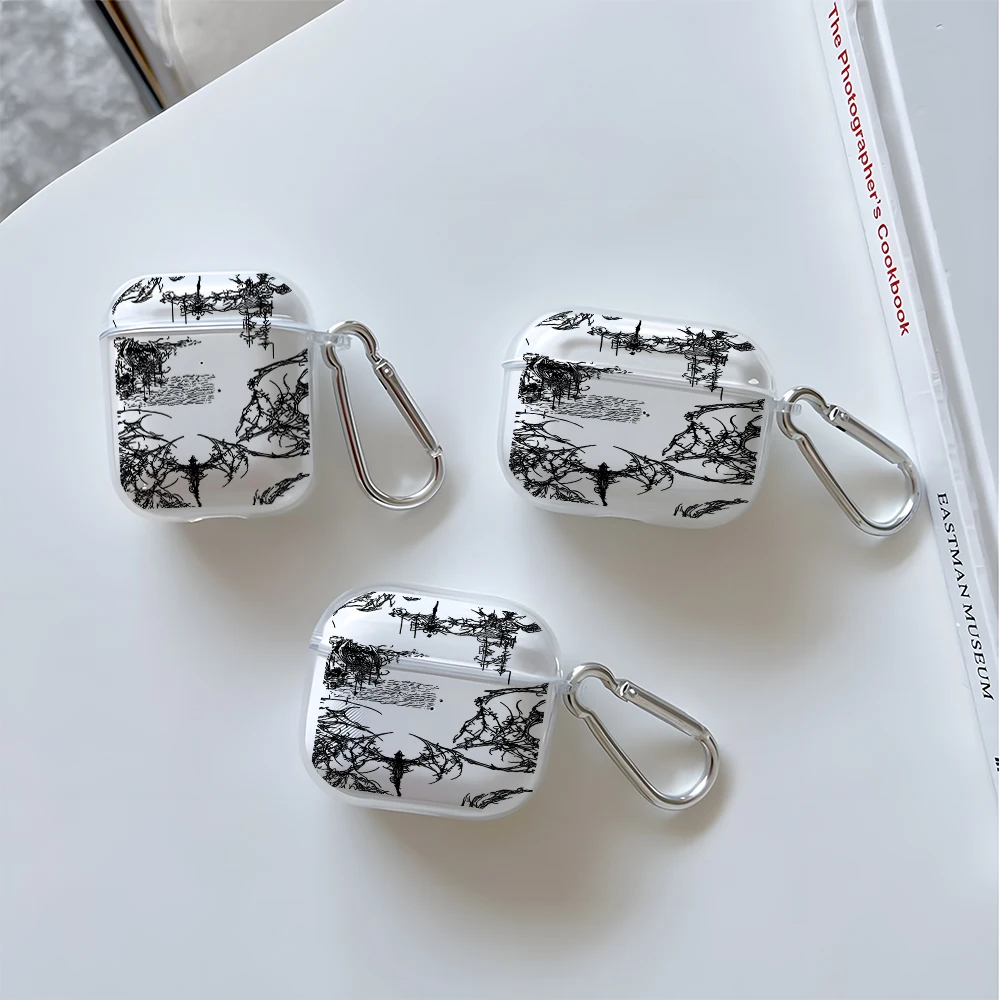 Abstract Black Thorn Art Clear Earphone Case for AirPods 1/2/3/4 Earbuds Case For AirPods Pro 3/Pro 2/Pro TPU Protective Cover view 3
