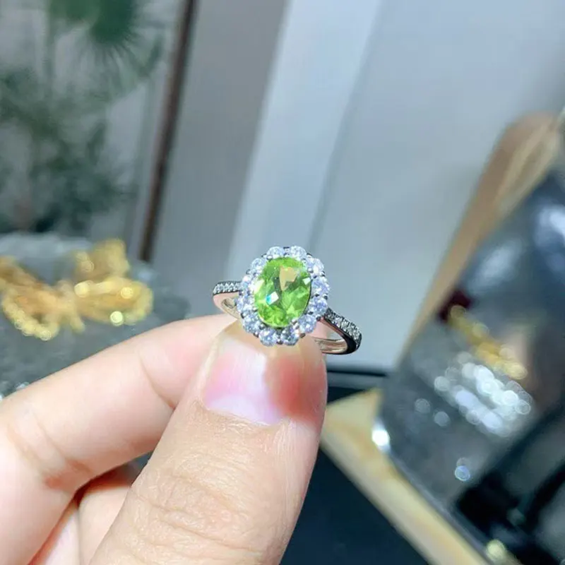 

Классический дизайн, кольцо из серебра 925 пробы, 6 мм * 8 мм, 1 карат, кольцо с натуральным перидотом, позолоченное серебро 18 карат, ювелирные изделия с перидотом для повседневного ношения