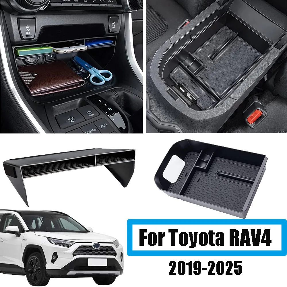 

2PCS Center Console Organizer Tray and Armrest Storage Box For Toyota RAV4 2025 2024 2023-2019 Insert Secondary Storage Box.