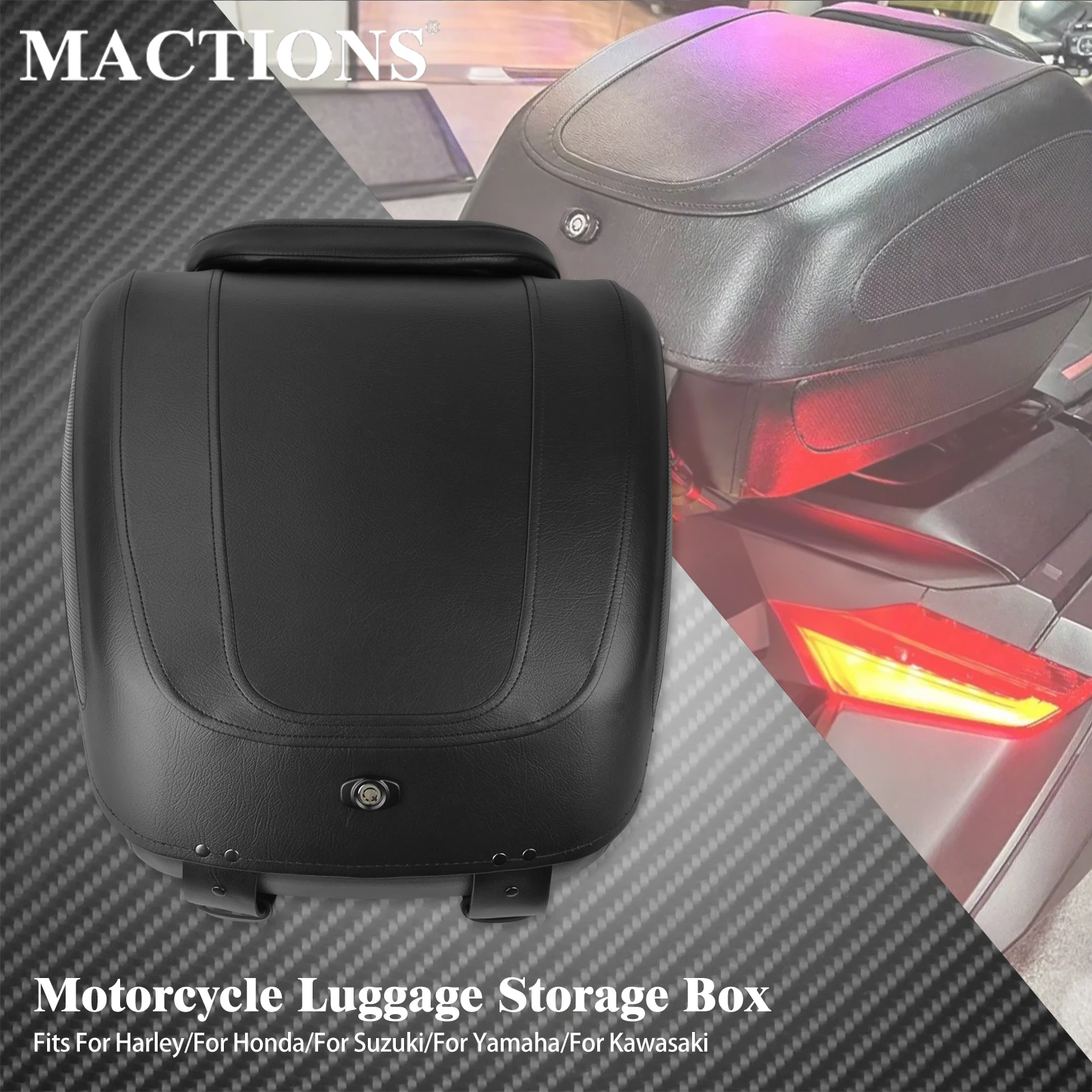 Motorcycle Universally Rear Luggage Storage Tool Box Tail Travel Case For Harley Touring Sportster Softail For Yamaha For Honda