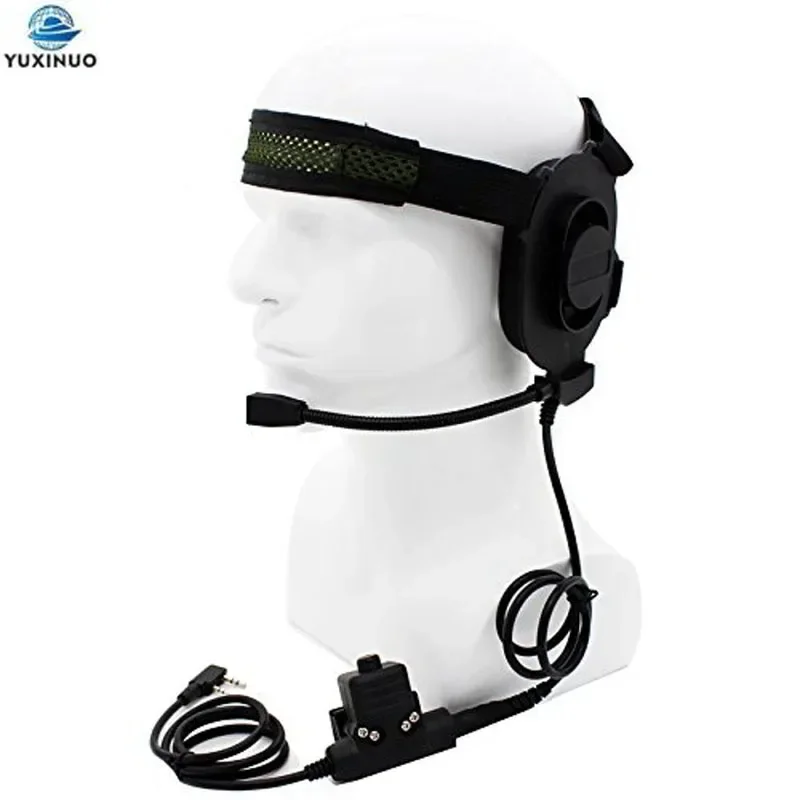 HD01 Tactical Bowman Elite II Radio Headset Earpiece + U94 Style PTT 2 Pin For Kenwood TK3107 Baofeng UV-5R UV-82 Two Way Radio