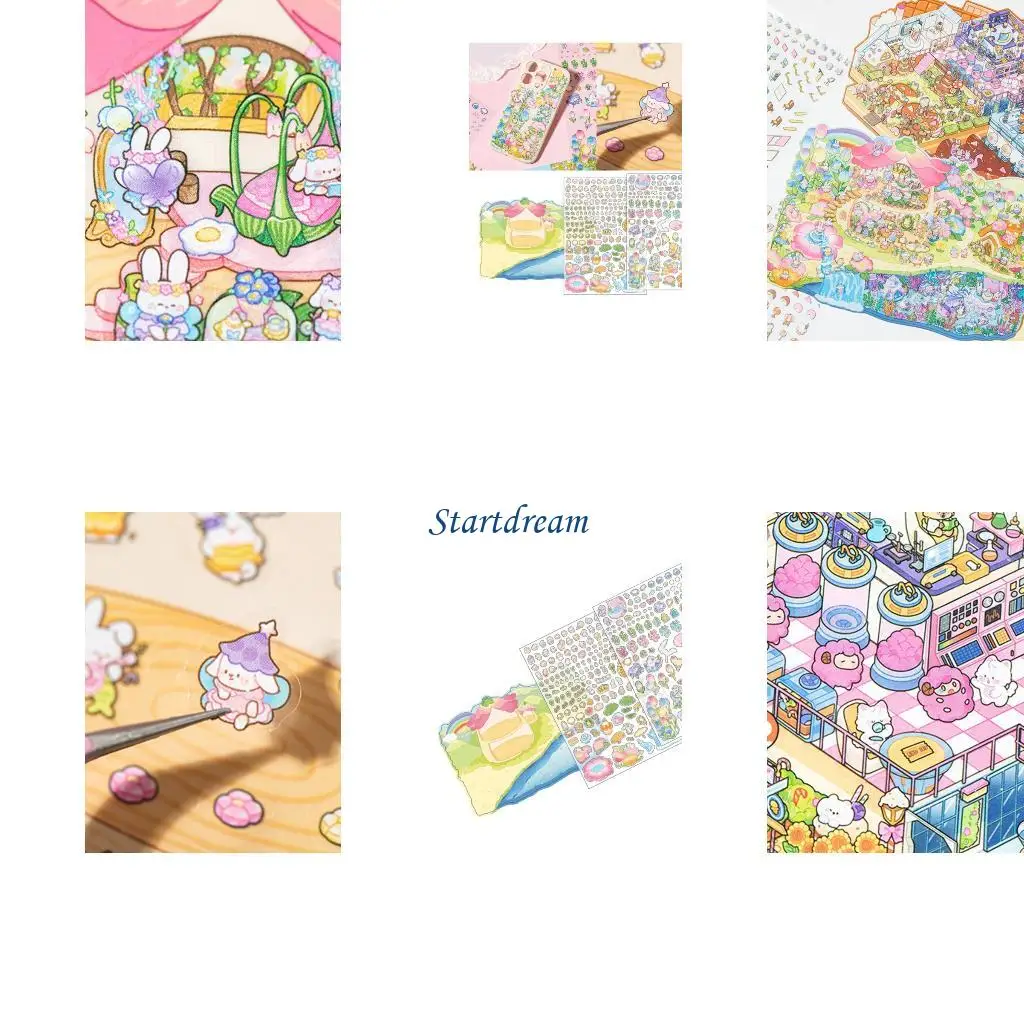 Miniature Rainbow Land Chocolate Factory Sticker Cartoon Scenery Sticker for Scrapbooking Journal Notebook Photo Album K92C
