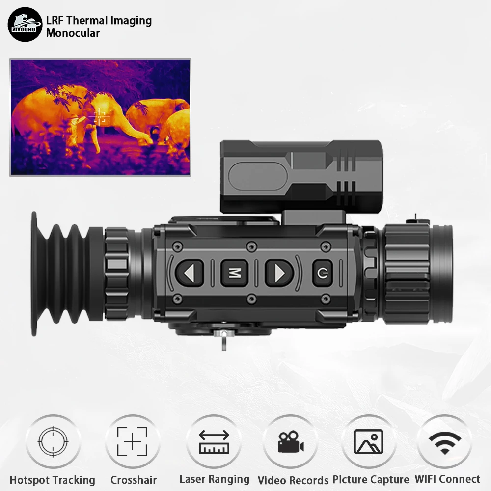 AH50L 384/640 Thermal Imaging Monocular with Distance Ranging for Hunting Target Search Pseudo-Color Hot Camcorder Thermographic