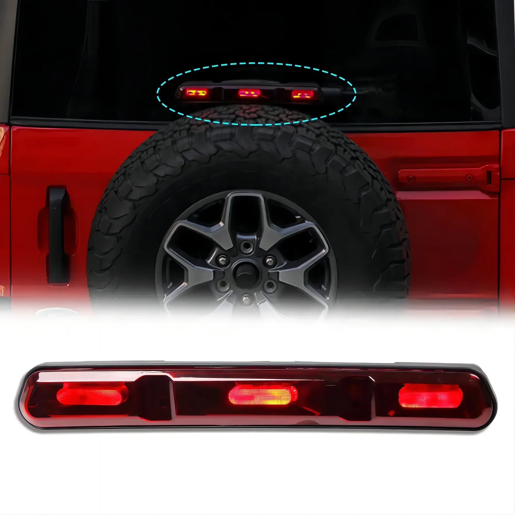 Third Brake Light For ford bronco 2021 2022 Rear High Mounted Tail Stop Fog Lamp Accessory