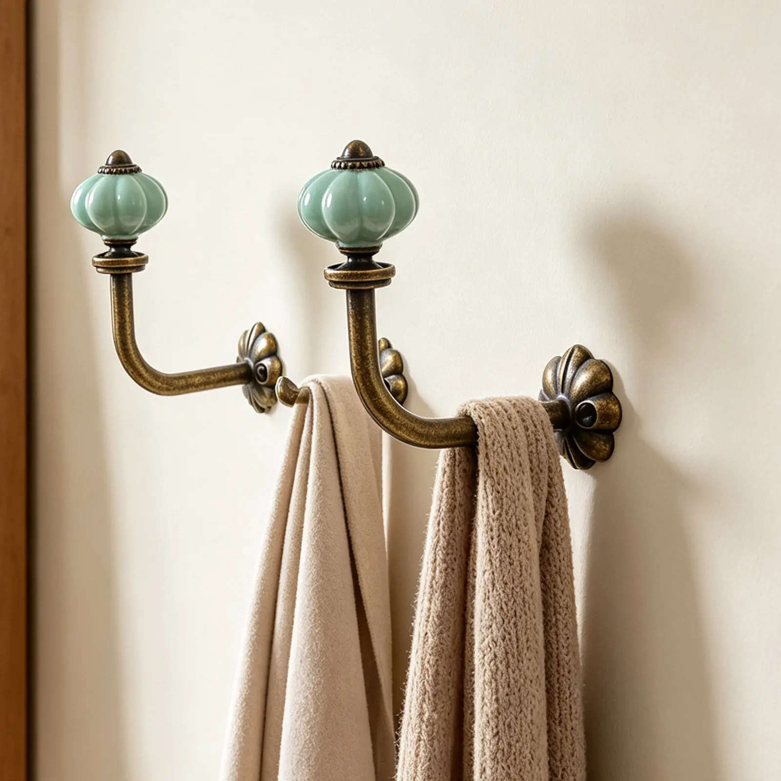 4Pcs Ceramic Pumpkin Hooks Vintage Decorative Coat Hanger Rustic Wall Mounted Rack for Entryway Bathroom Coat Hooks