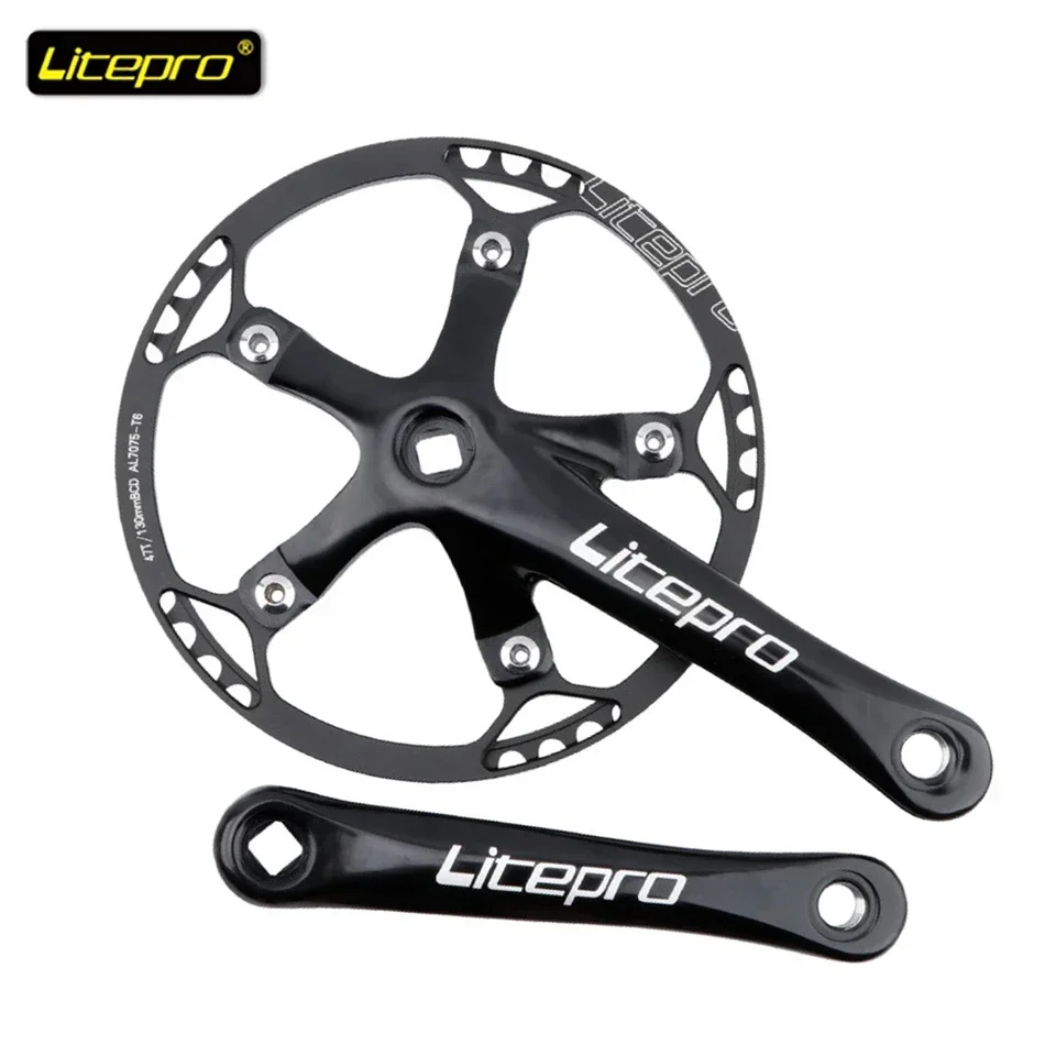 Litepro 130BCD Folding Bicycle Crankset Narrow Wide Chainring 45/47/53/56/58T Square Hole 170mm 130BCD 5claw Crank