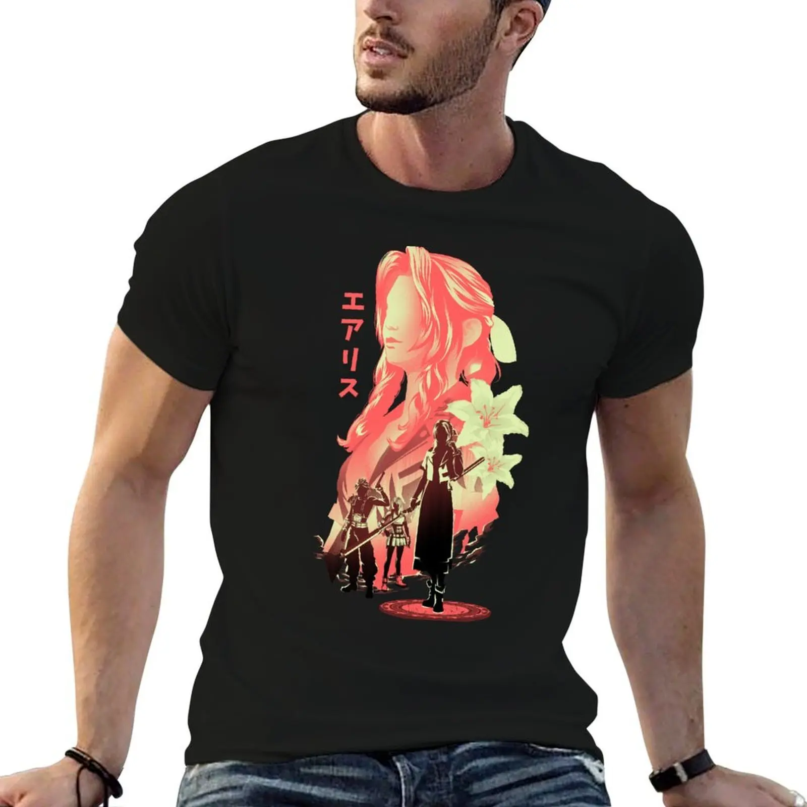 

man The t Aerith cotton shirts T-Shirt 100% Flower t shirts Girl t slim for shirts man fit for cotton