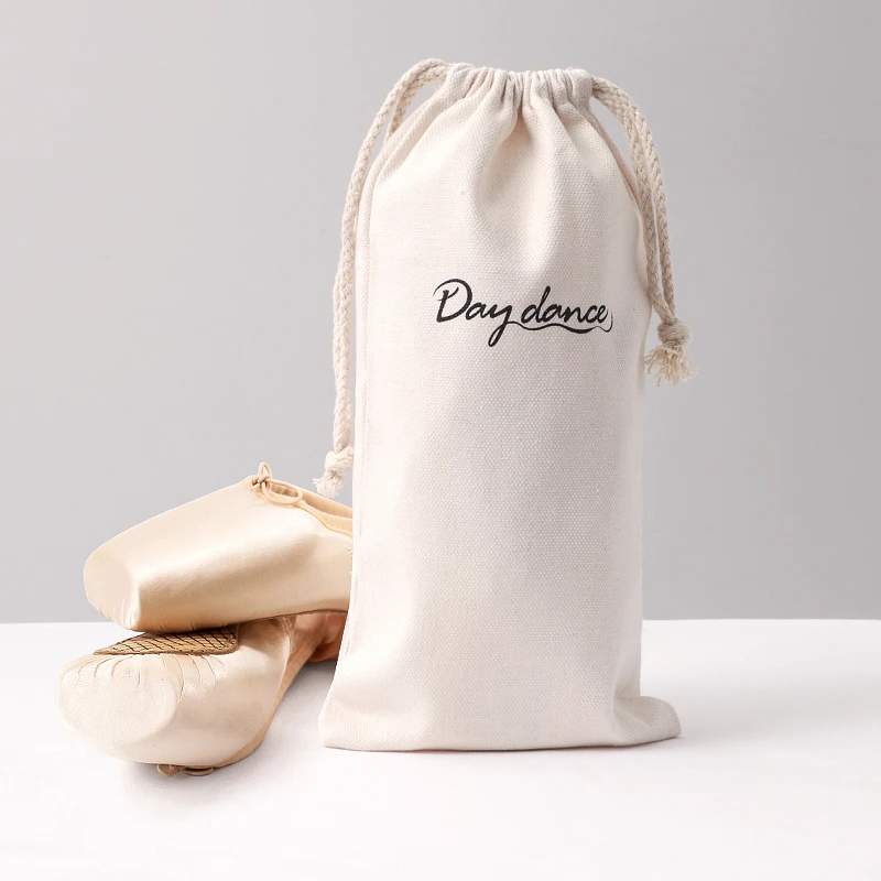 Canvas Ballet Shoe Bag Drawstring | Non-Woven Dustproof Pouch for Pointe/Latin Dance | Adjustable Carry
