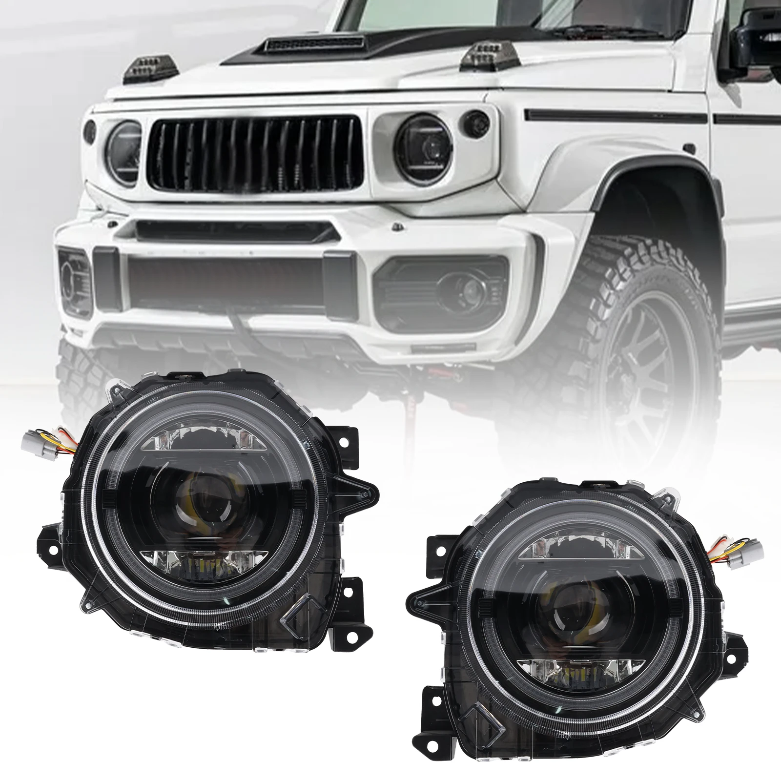 Full LED Headlight Bifocal Lens for Suzuki Jimny 3rd & 4th Gen JB74 Left And Right Custom External Lighting Upgrade