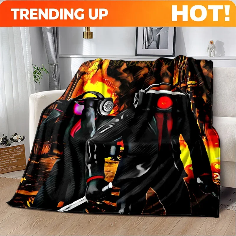 Custom 3D Skibidi Toilet Speakerman Cameraman TVman Flannel Blanket,Soft Throw Blanket For Home Bedroom Bed Sofa Travel Cover Ki