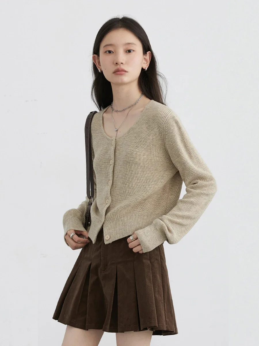 CHIC VEN Women Cardigan Fashion Casual Loose Solid O-neck Single Breasted Sweaters Female Knitted Tops Autumn Winter New 2024