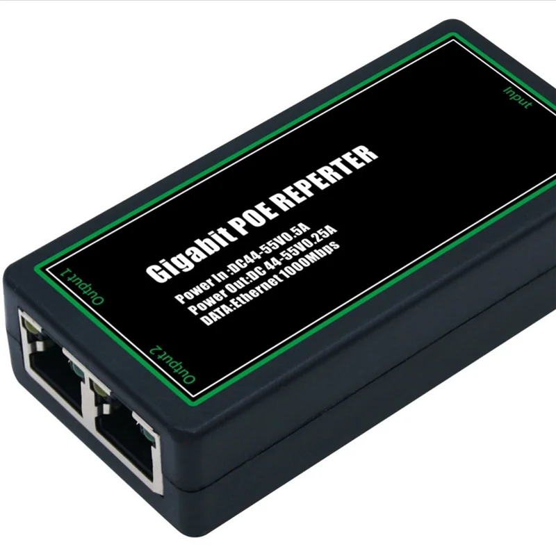 Extensor POE de 2 puertos AA60-Gigabit Ethernet 100/1000Mbps IEEE 802.3Af/At repetidor Poe para cámara IP/NVR AP, extensor de rango de 100M
