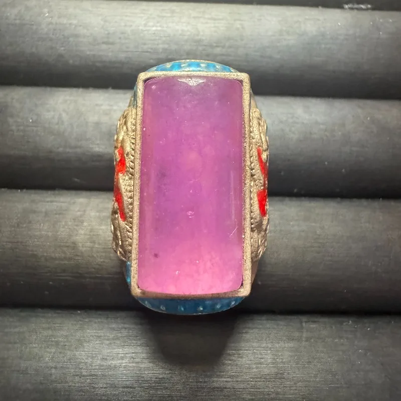 

Retro Personality Open Ring, Unisex Large Violet Gemstone Domineering Adjustable Thumb Jewelry