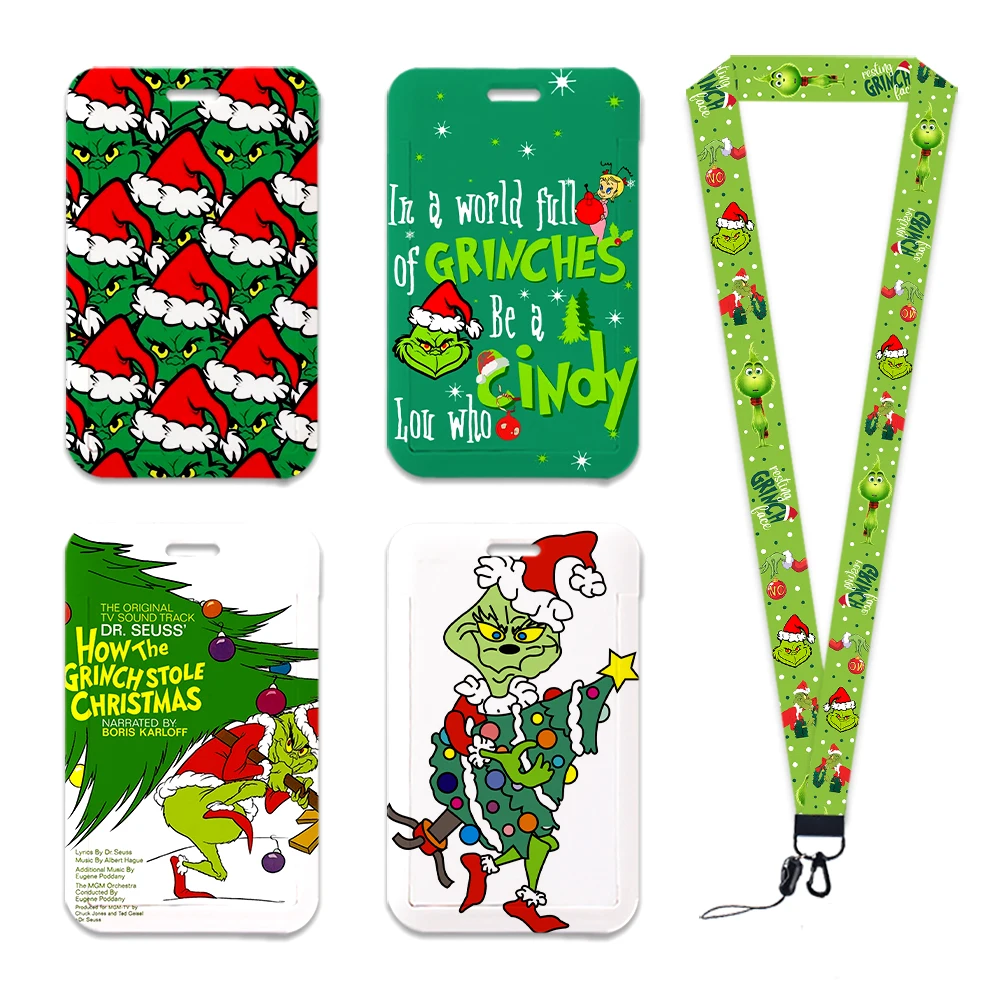 Hot Selling Merry Christmas Cartoon Character Badge Holder ID Card Bus Card Holder Lanyard Kids for Accessories Party Gifts