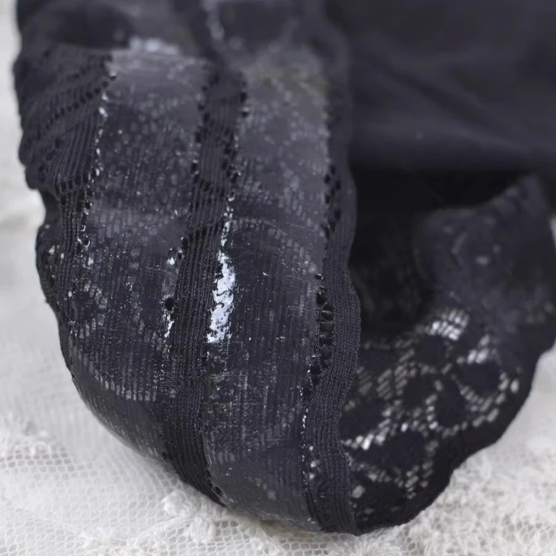120D Samt-Leggings mit Spitzenbesatz für Damen, sexy, silikonbeschichtet, oberschenkelhoch, dehnbar, über dem Knie, lange Strümpfe für den Herbst – Detail 8
