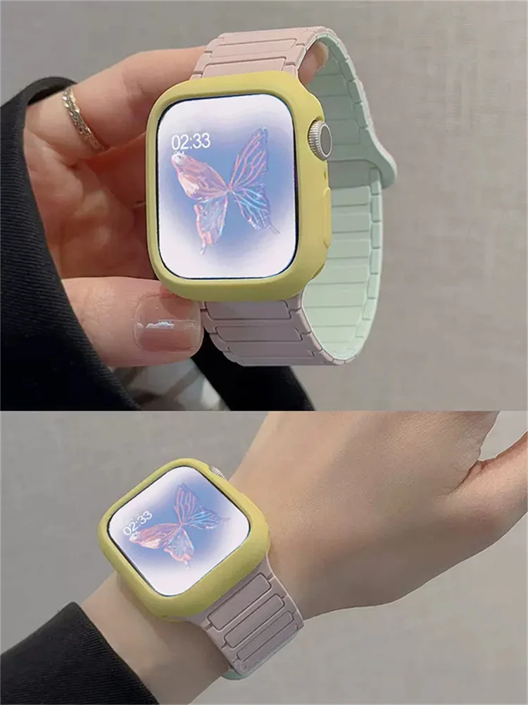 Ремешок Магнитный в Корейском стиле ярких цветов для Apple Watch Band Ultra2 49 мм 45 44 41 42 40, браслет Correa для Iwatch Series 9 8 SE 7 6