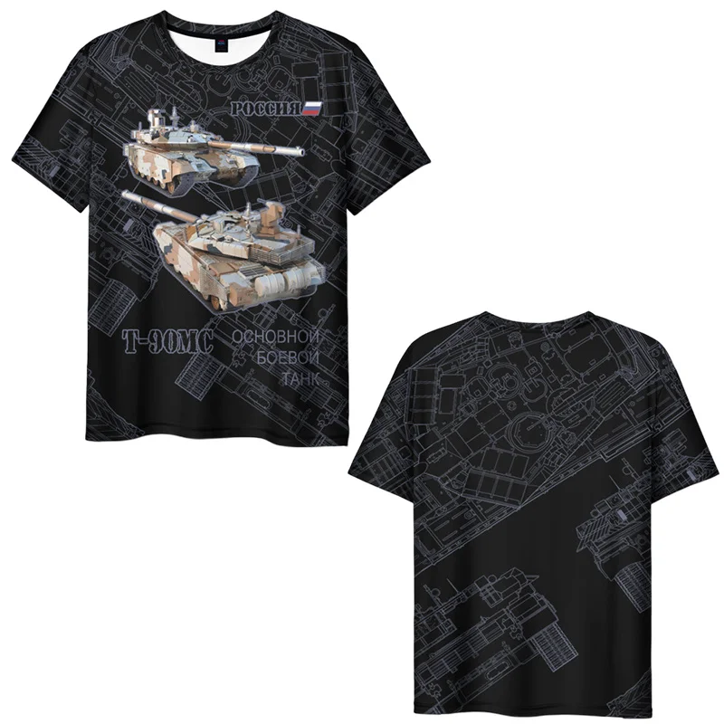 Russian Flag Graphic T Shirt Men Clothing Russia Eagle Tees 3D Printing Su-34 Fighter-Bomber T-90M Vladimir T-90MS Tank T-shirt