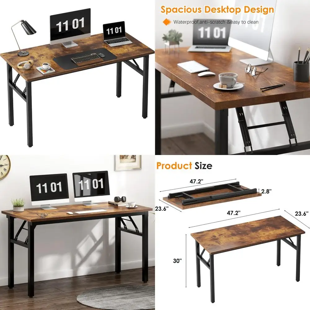 

Складной 47-дюймовый компьютерный стол коричневого цвета в деревенском стиле с рабочей станцией, сертифицированной BIFMA