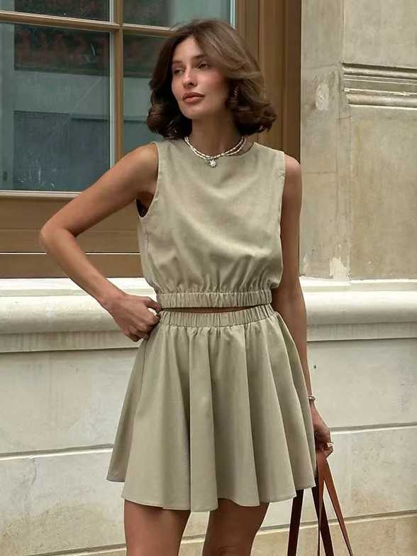 

Faionable Svel Майка и юбка Комплект ort Брюки Ансамбль круглый Ne Костюм из двух предметов для женщин Летний сезон