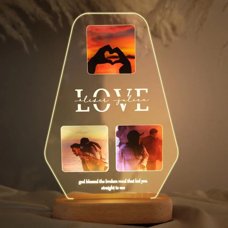 

Custom Photo Frame Plate Personalized Saint Valentin Couple Night Light Plaque Custom Anniversary Valentine's Day Gift for Her