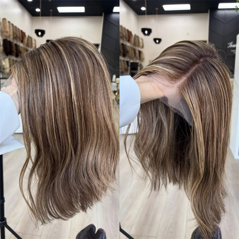 

Парик с плотностью 150%, 13x4, омбре, коричнево-блонд, синтетический, с HD-кружевом спереди, для женщин, невидимый, прозрачный, с короткими волнистыми волосами, боб