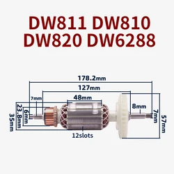 Acessórios do estator do rotor da armadura para dewalt dw811 dw810 dw820 dw6288 rebarbadora de ângulo de substituição da bobina do estator da âncora da armadura