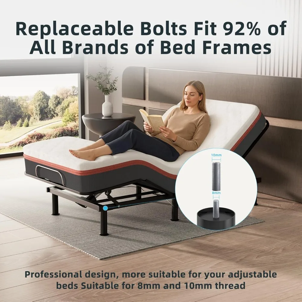 قطعتان من أرجل السرير المعدنية بطول قابل للتعديل (8-12 بوصة) M8/M10، أرجل دعم شديدة التحمل لإطارات السرير القابلة للتعديل، S #3