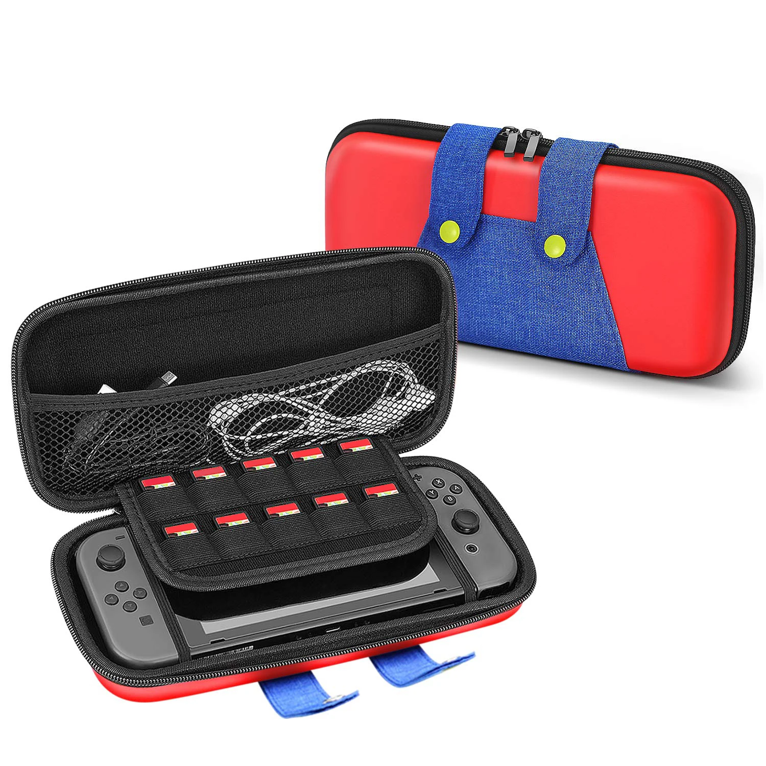 Travel Case For Nintendo Switch Console Portable Velvet Inner Carry Hard Shell Game Accessories Storage Pouch Bag Strap Handle