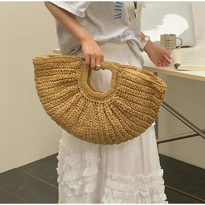 Marke Woven Clutch Tasche Luxus Neue High-end-Meer Urlaub Reise Große Kapazität Stroh frauen Einfache Textur Mode brieftasche – Detail 21