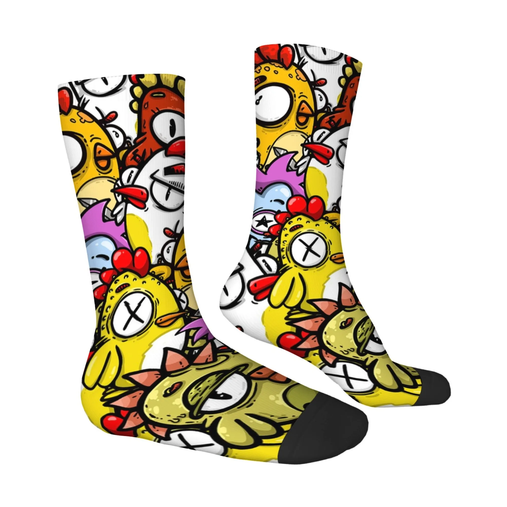 Cartoon Abstract Chick Print Men's Socks Comfortable Non-slip Breathable Harajuku Style Exaggerated and Fun Street Socks