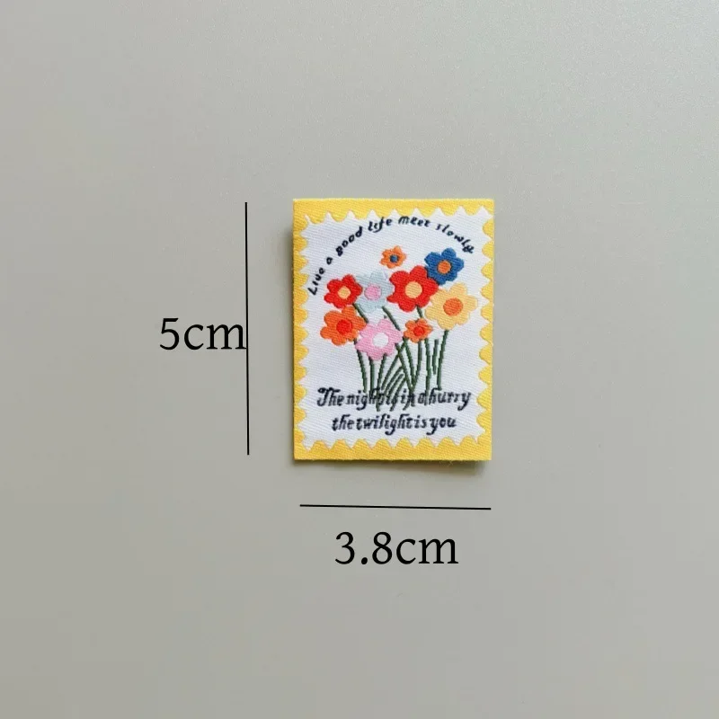 Flower stamp woven label small fresh hair accessories luggage shoes and socks matching materials handmade diy stickers