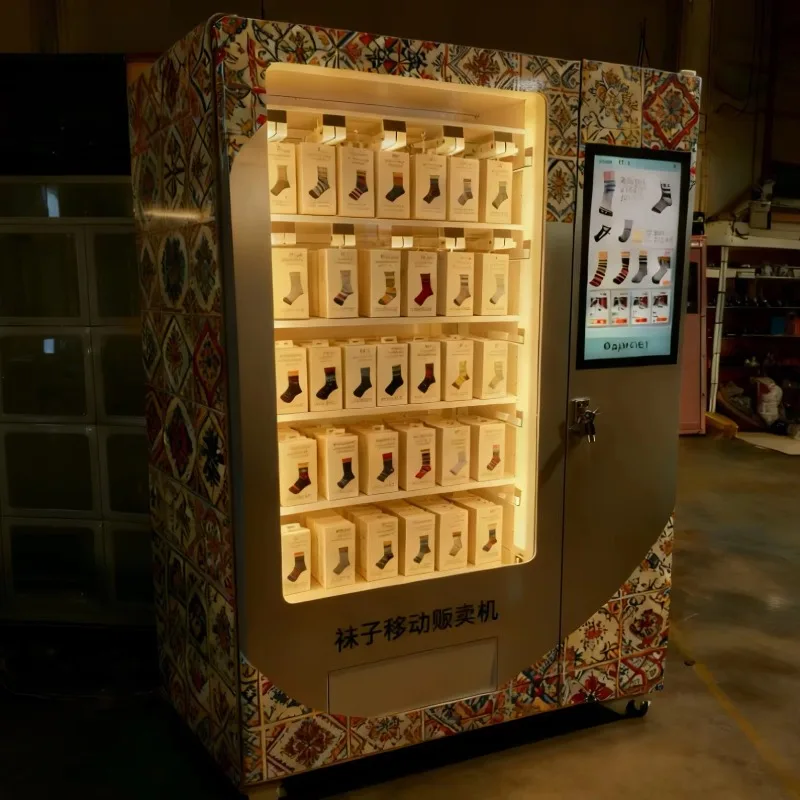 Custom Hanging Sock Vending Machine Touch Screen Self Service Socks Retail Vending Equipment With Universal Casters