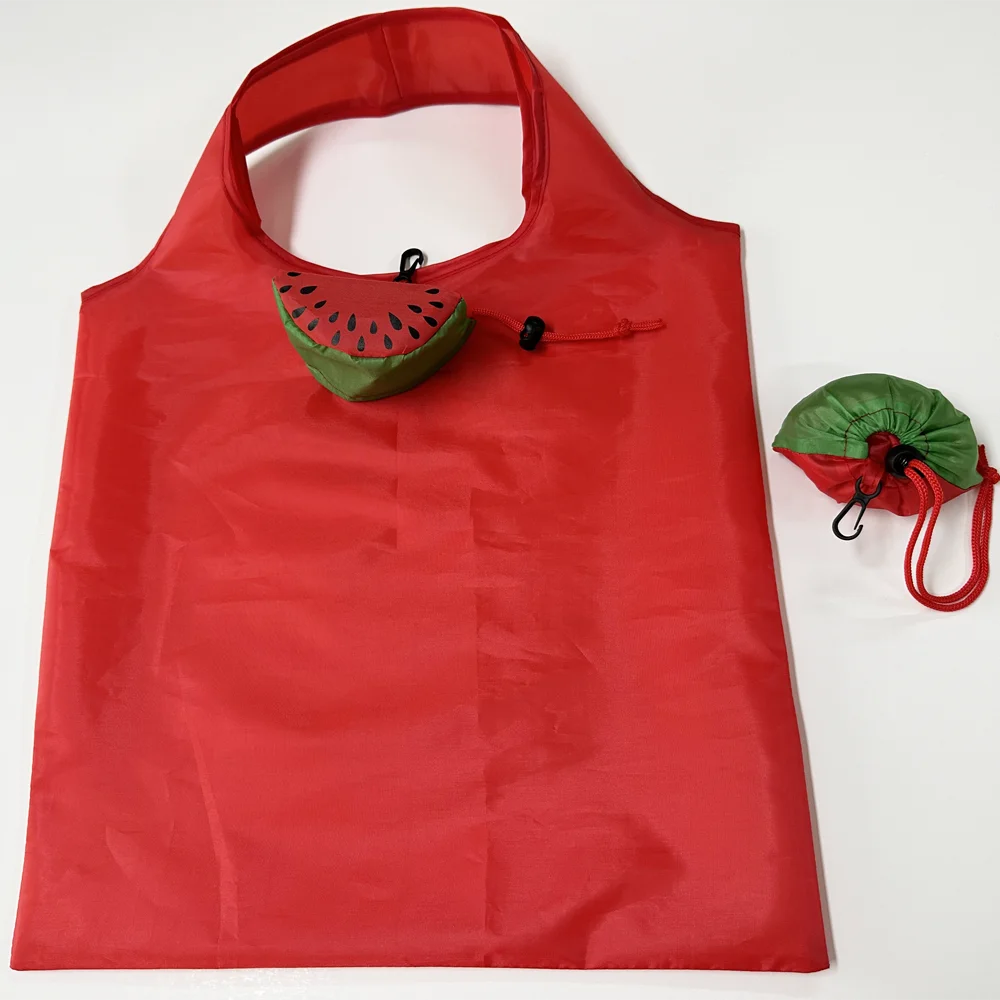 حقيبة تسوق بطيخ رائعة وقابلة لإعادة الاستخدام وسهلة الطي معاد تدويرها حقيبة فواكه بوليستر محمولة راقية للإعلان