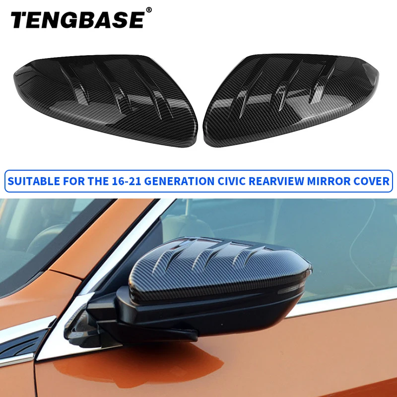 Car Gadgets Side Door Rearview Mirror Cover Trim For Honda Civic 10th Gen Accessories 2016-2021 Sedan Coupe 2 Pcs