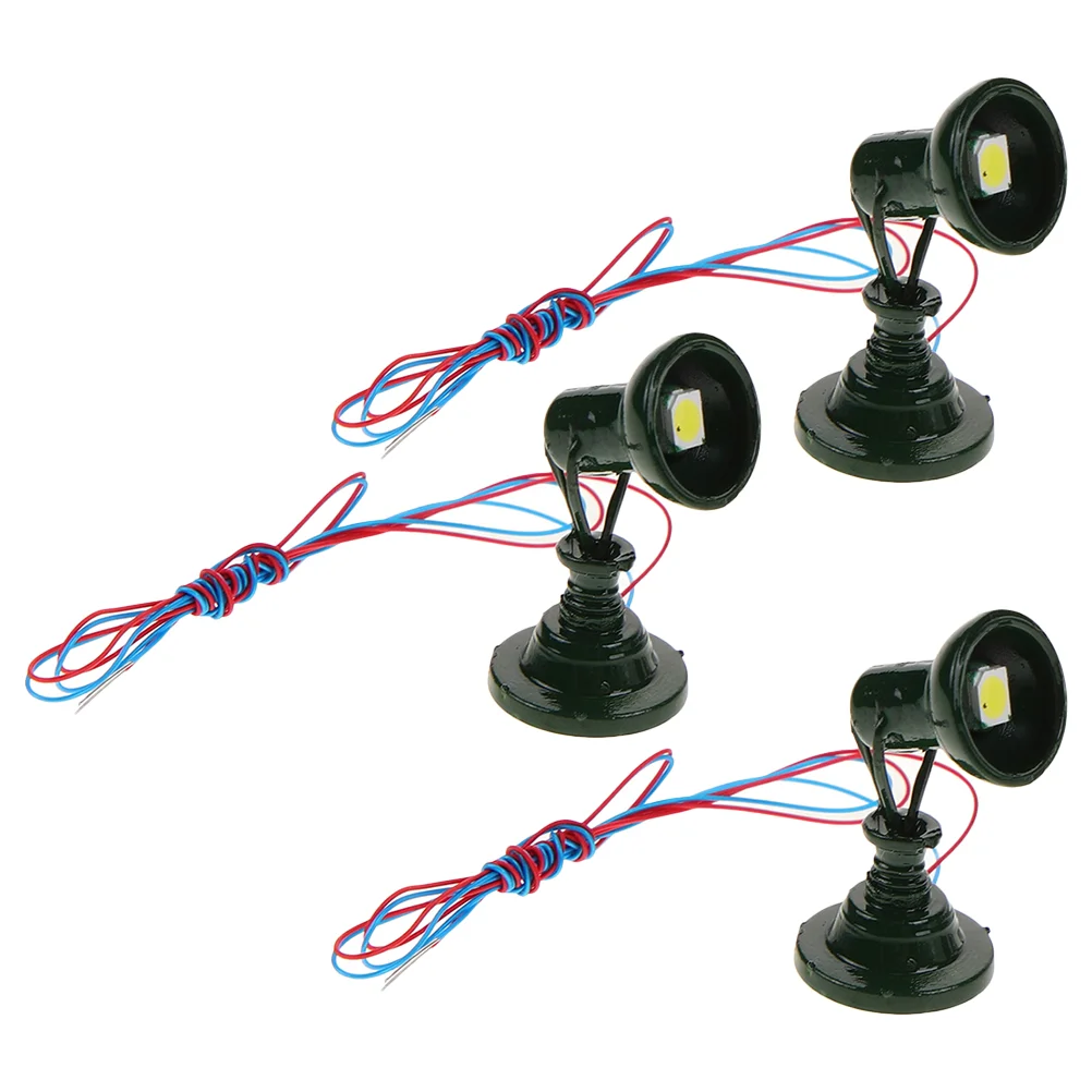 3 Pcs Train Model Spotlight Mini Street Lights Models Sand Garden Accessories Lamp Toy House