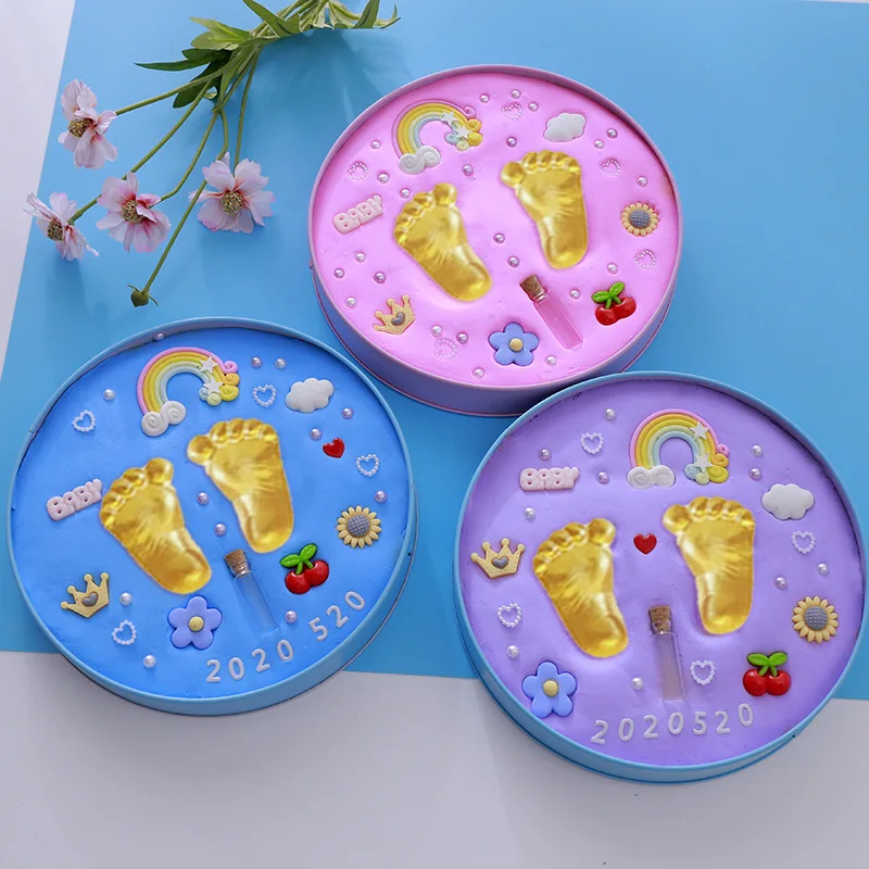 Baby Footprints Handprint Ink Pads Safe Non-toxic Ink Pads Kits for Baby Shower Baby Paw Print Pad Foot Print Pad Inkless