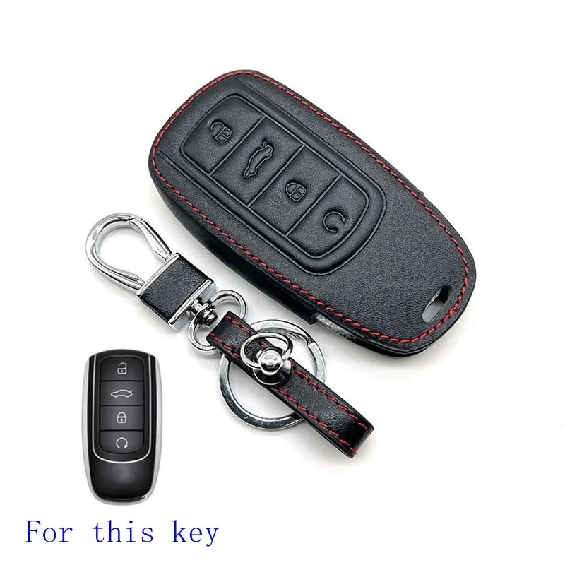 For Jaecoo J7 2023 2024 2025 Accessories Car Leather Remote Control Keychain Protective Cover Jaecoo 7 Buttons Smart Key Buckle