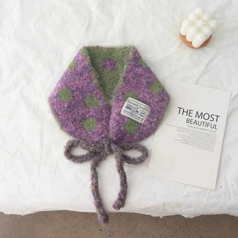 Lieve en schattige damessjaal met golfdotpatroon, nieuwe herfst- en winterstijl, multifunctionele oorverwarmende sjaal