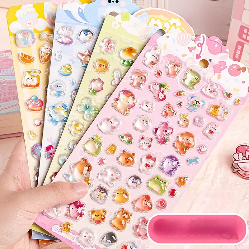 3D Kabartma Karalama Defteri Dergisi Etiket Çocuklar için Tatlı Karikatür Hayvan Fotocard Etiket DIY Dekor Kırtasiye Dizüstü Gitar Etiket