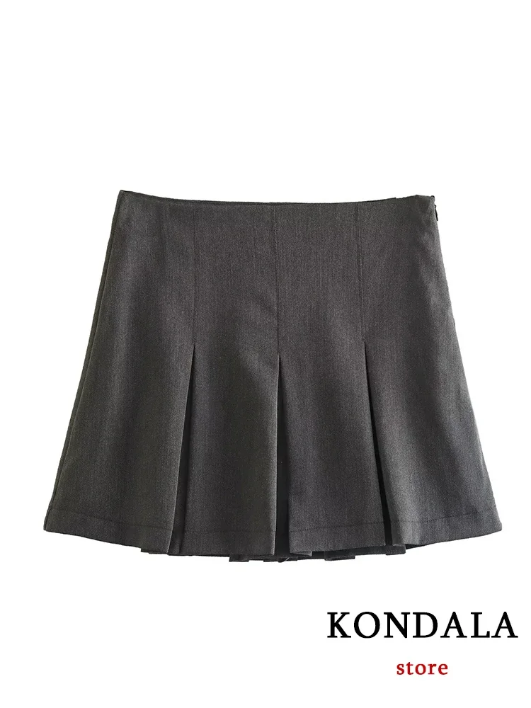 Mooyufon Vintage Dark Grey Mini Skirts Women Ruffles Pleated Sexy Shorts Skirts Female Fashion 2023 Streetwear Mujer Faldas image 4